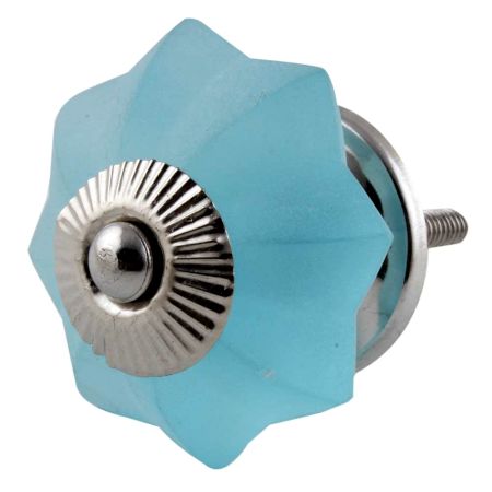 Turquoise Frosted Melon Glass Cabinet Knobs